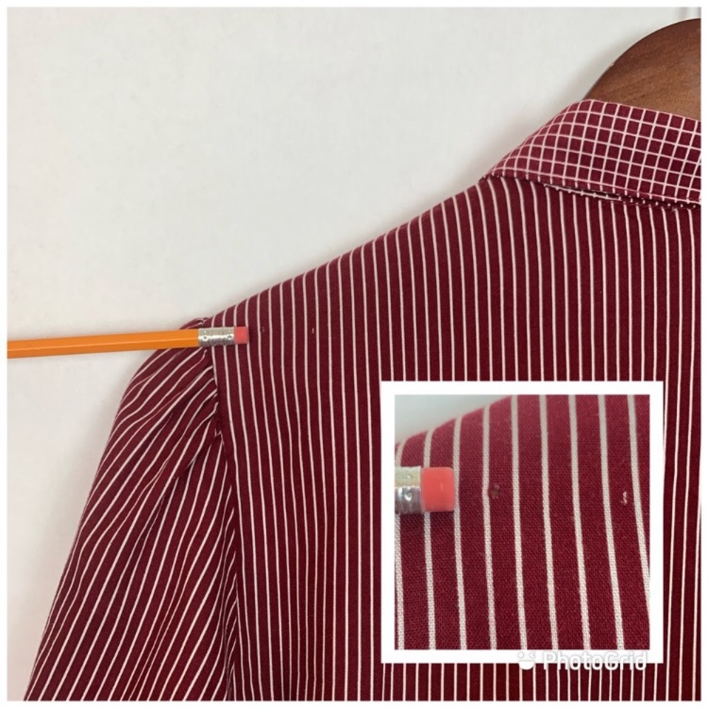 Vintage Lanz Dress Burgundy Stripe Midi Medium - Picture 14 of 15